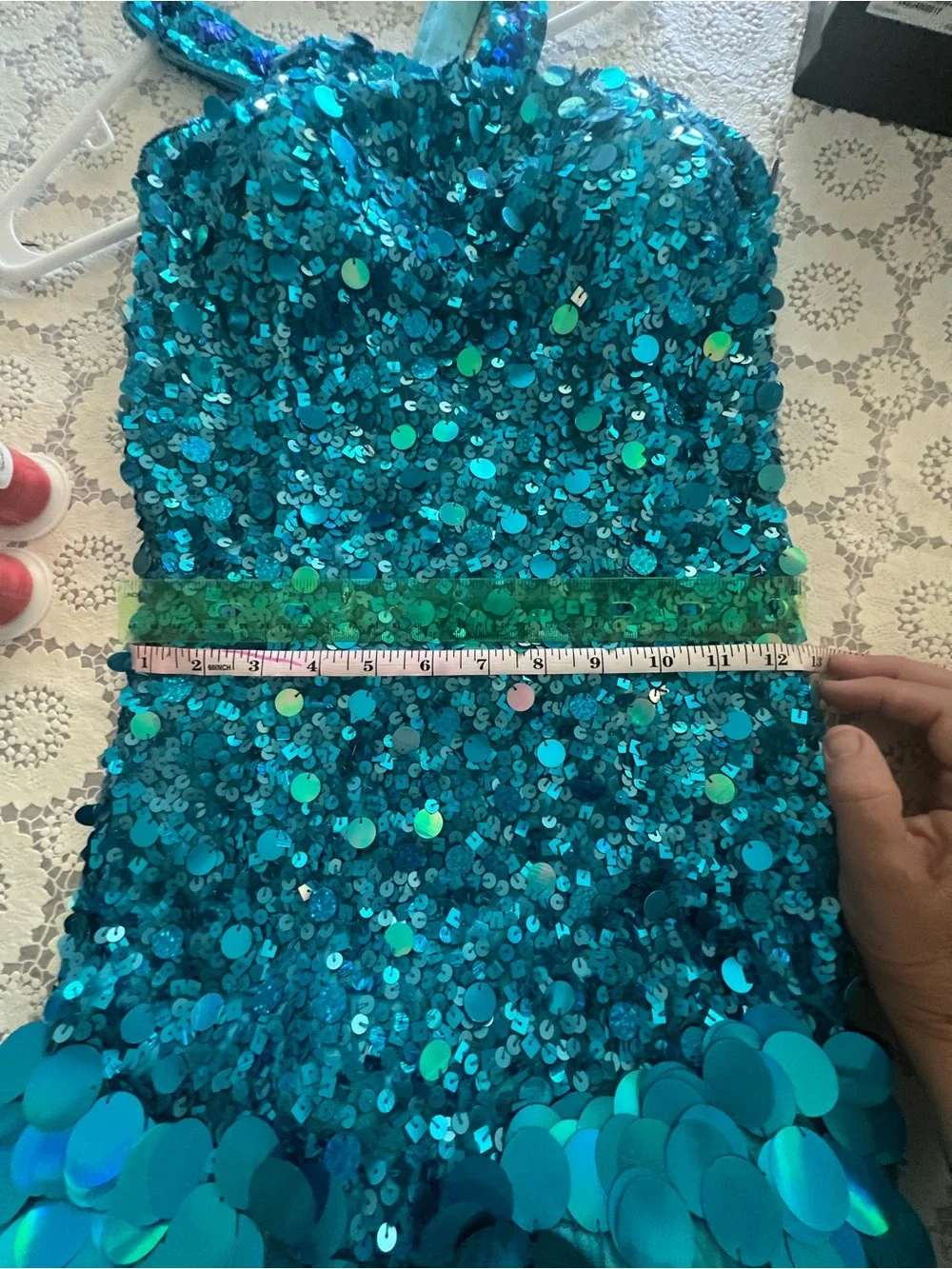 Precious Formals Sparkling Teal Sequin Halter Dress for Women